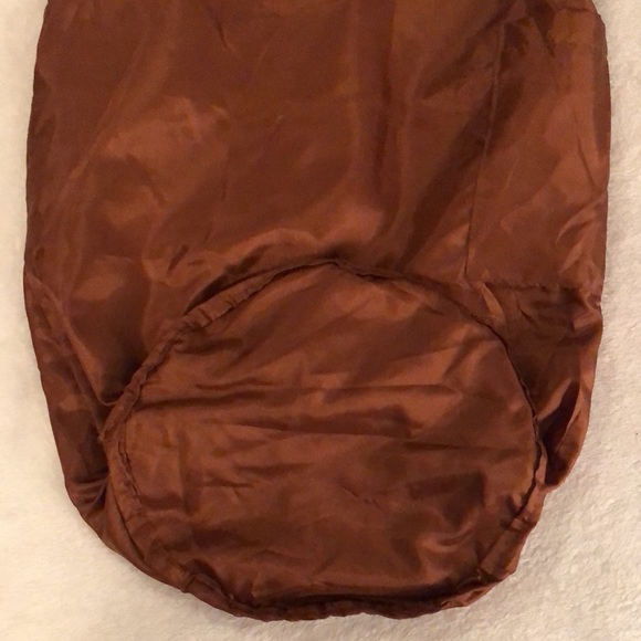 Missoni-like, orange brown and gray stripe, boho festival bag tie closure, lined - Picture 8 of 10